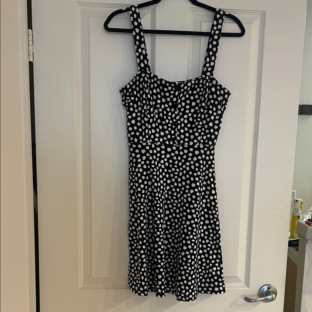 Elegant Black and White Polka Dot Mini Dress